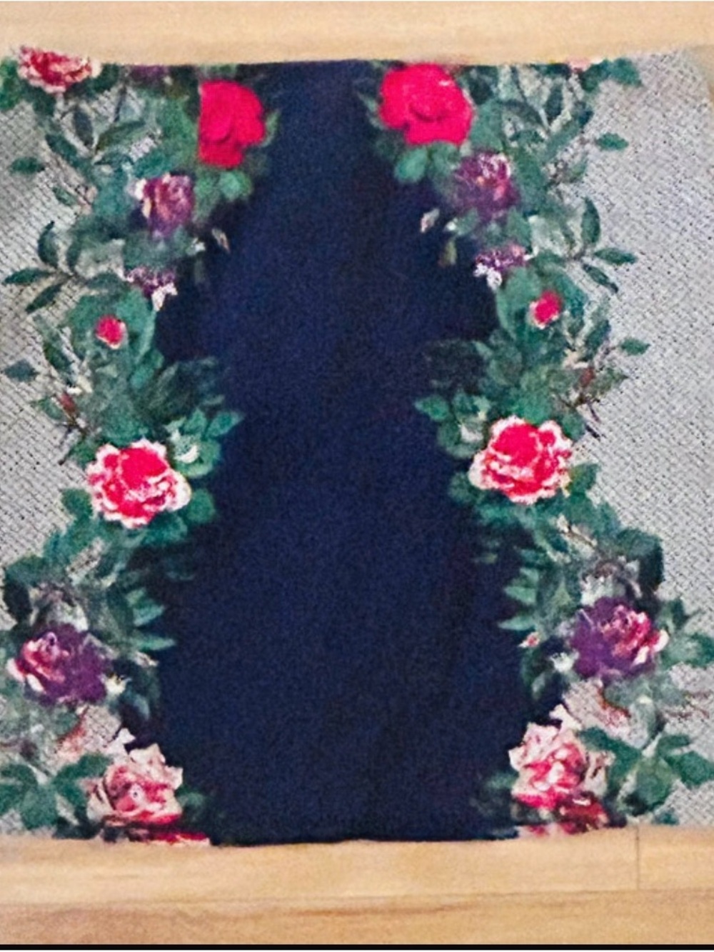 Forever 21 Navy Mini Skirt with Red & Green Floral Trim